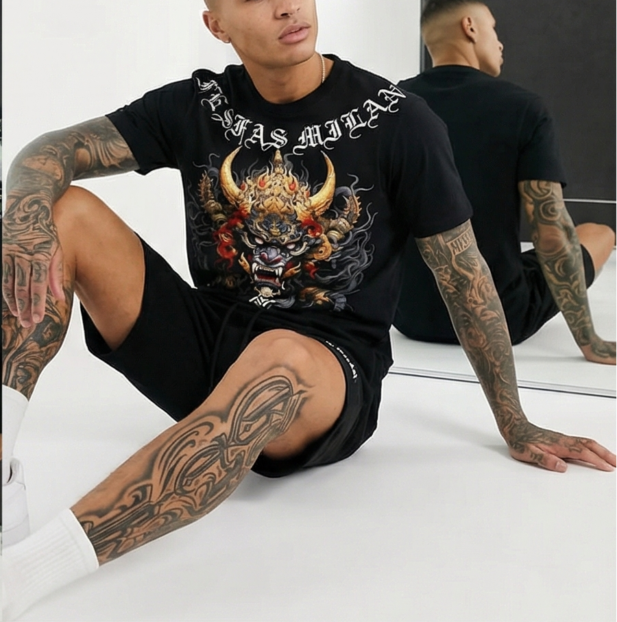 Bộ áo thun và quần short FesFas in hình rồng
