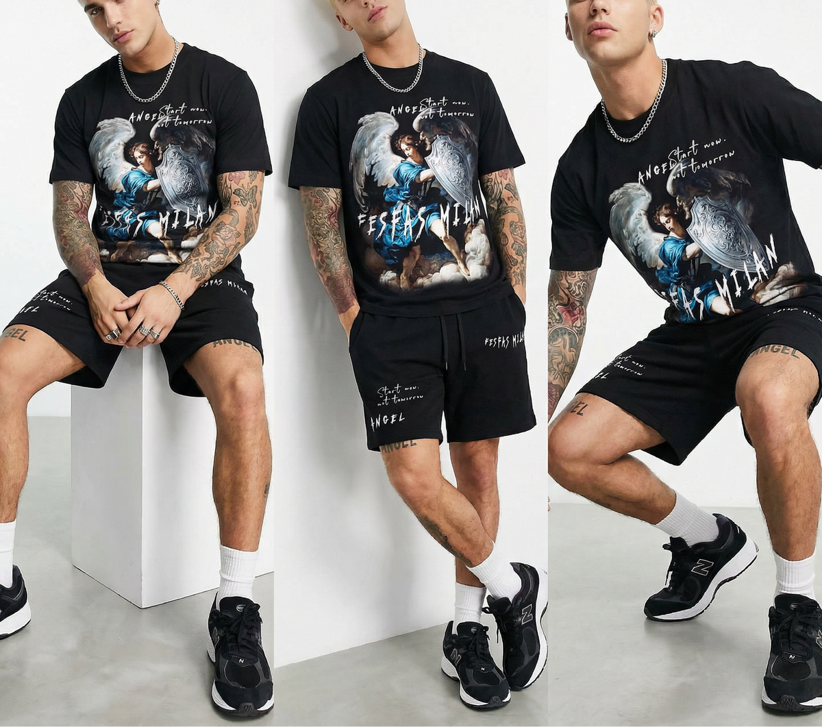Bộ áo thun và quần short FesFas in hình hộ vệ thiên đường