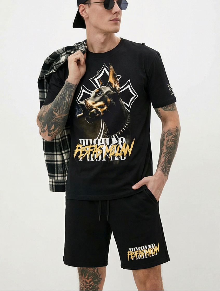 FesFas doberman-print | Bộ T-Shirt | Nam | Màu Đen