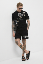 FesFas flowers-print | Bộ Polo | Nam | Màu Đen