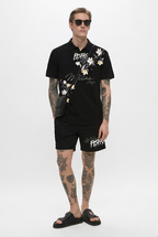 FesFas flowers-print | Bộ Polo | Nam | Màu Đen