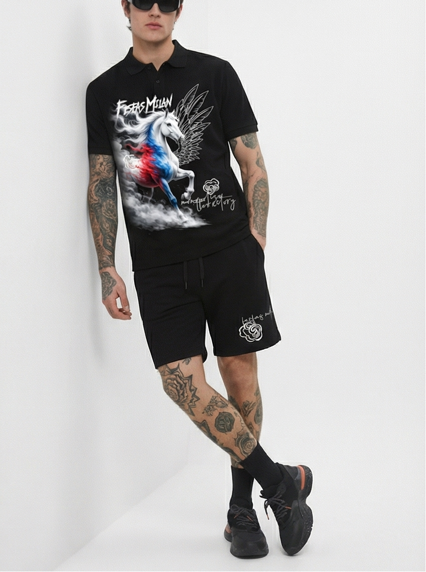 FesFas horse-print | Bộ Polo | Nam | Màu Đen