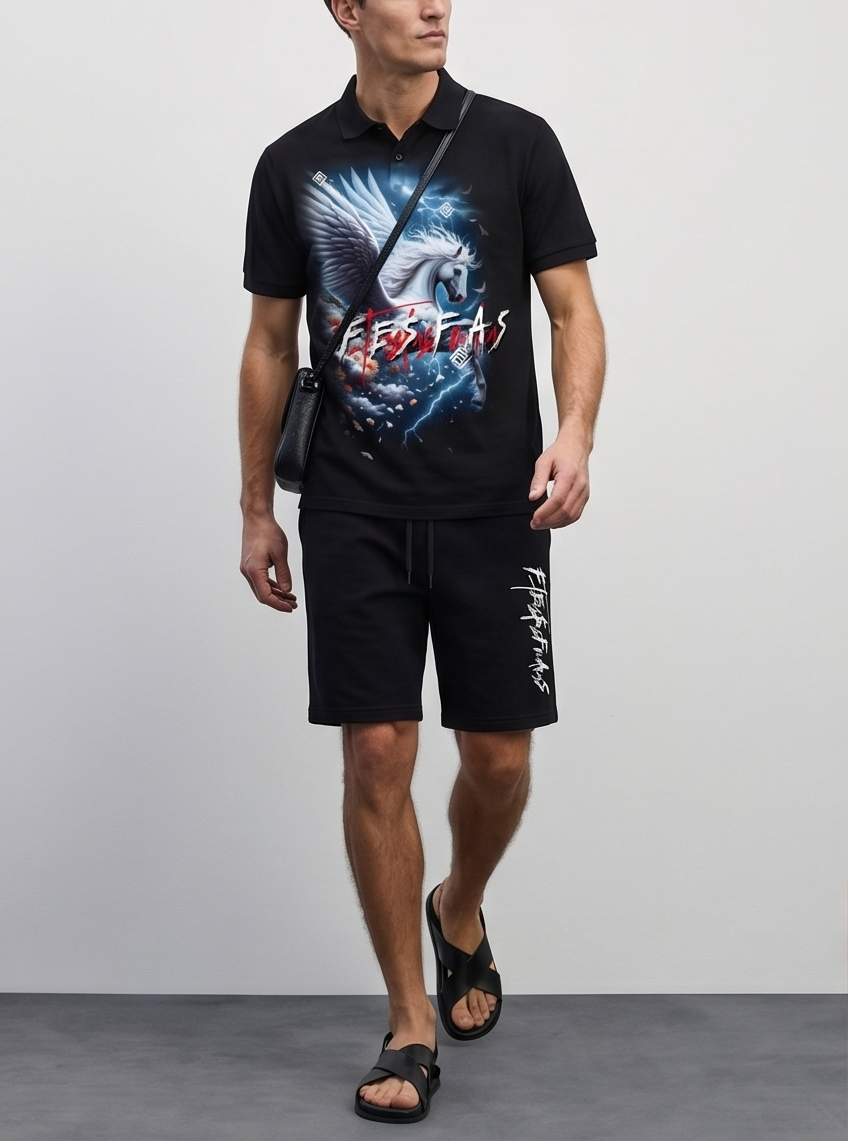 FesFas horse-print | Bộ Polo | Nam | Màu Đen
