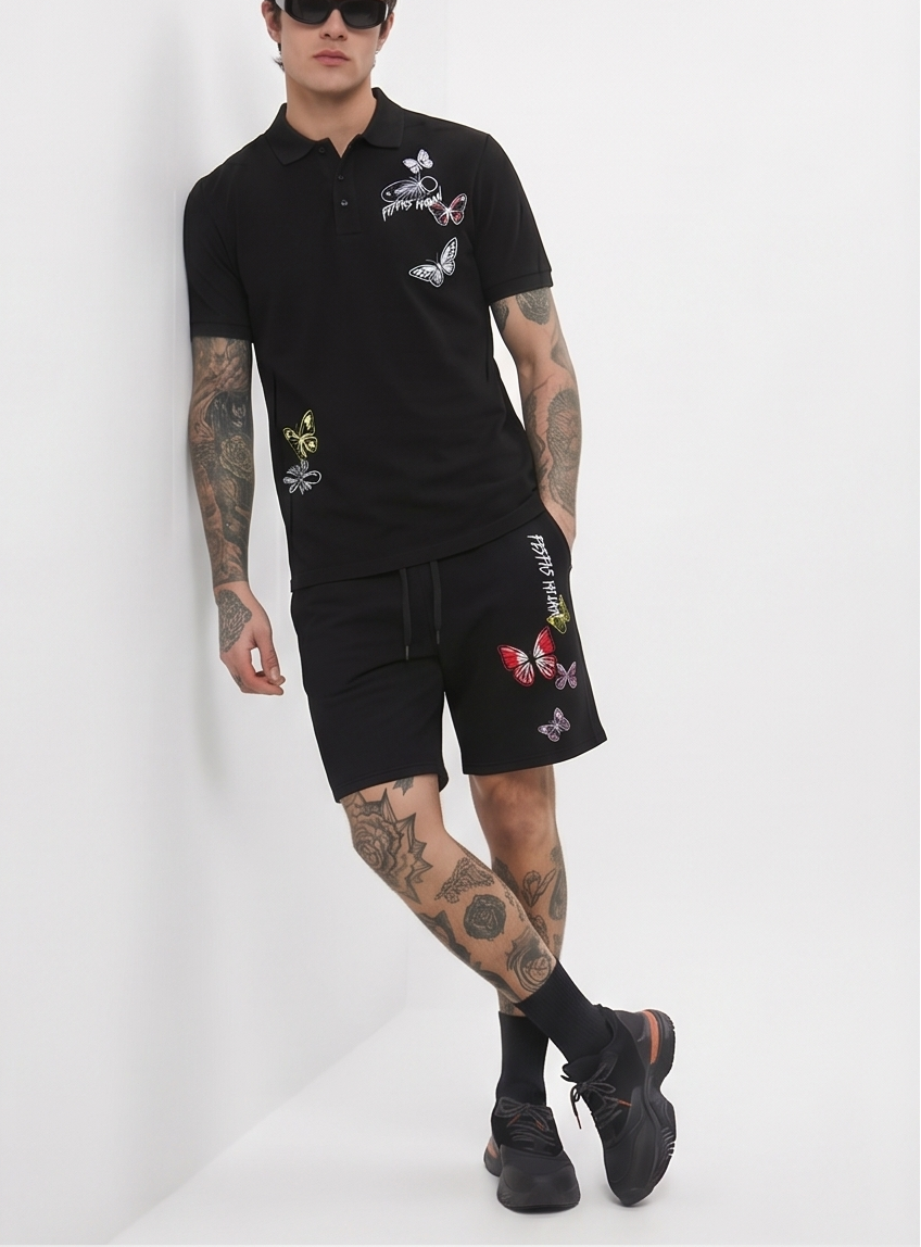 Bộ áo polo và quần short FesFas in hình bướm