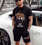 Bộ áo polo và quần short FesFas in hình báo đốm
