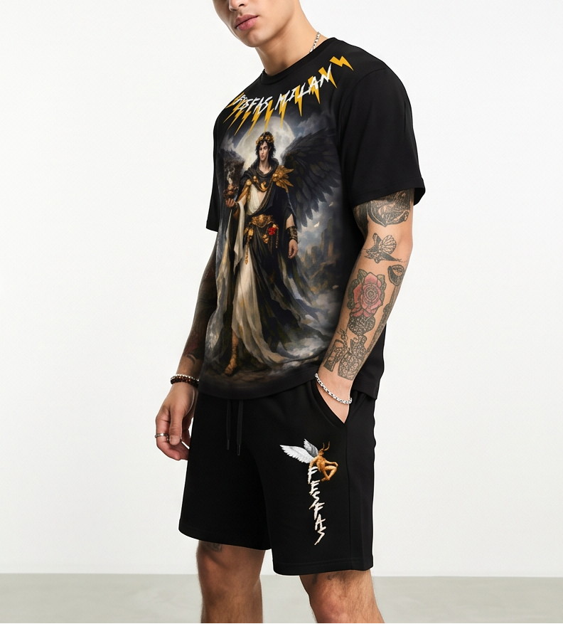 Bộ áo thun và quần short FesFas in hình genie