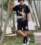 Bộ áo thun và quần short FesFas in hình chàng trai thư thái