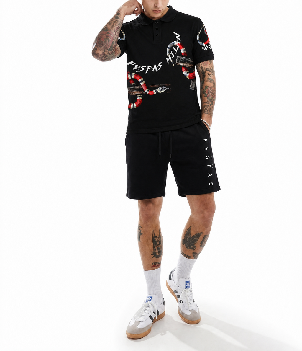 Bộ áo polo và quần short FesFas in hình rắn