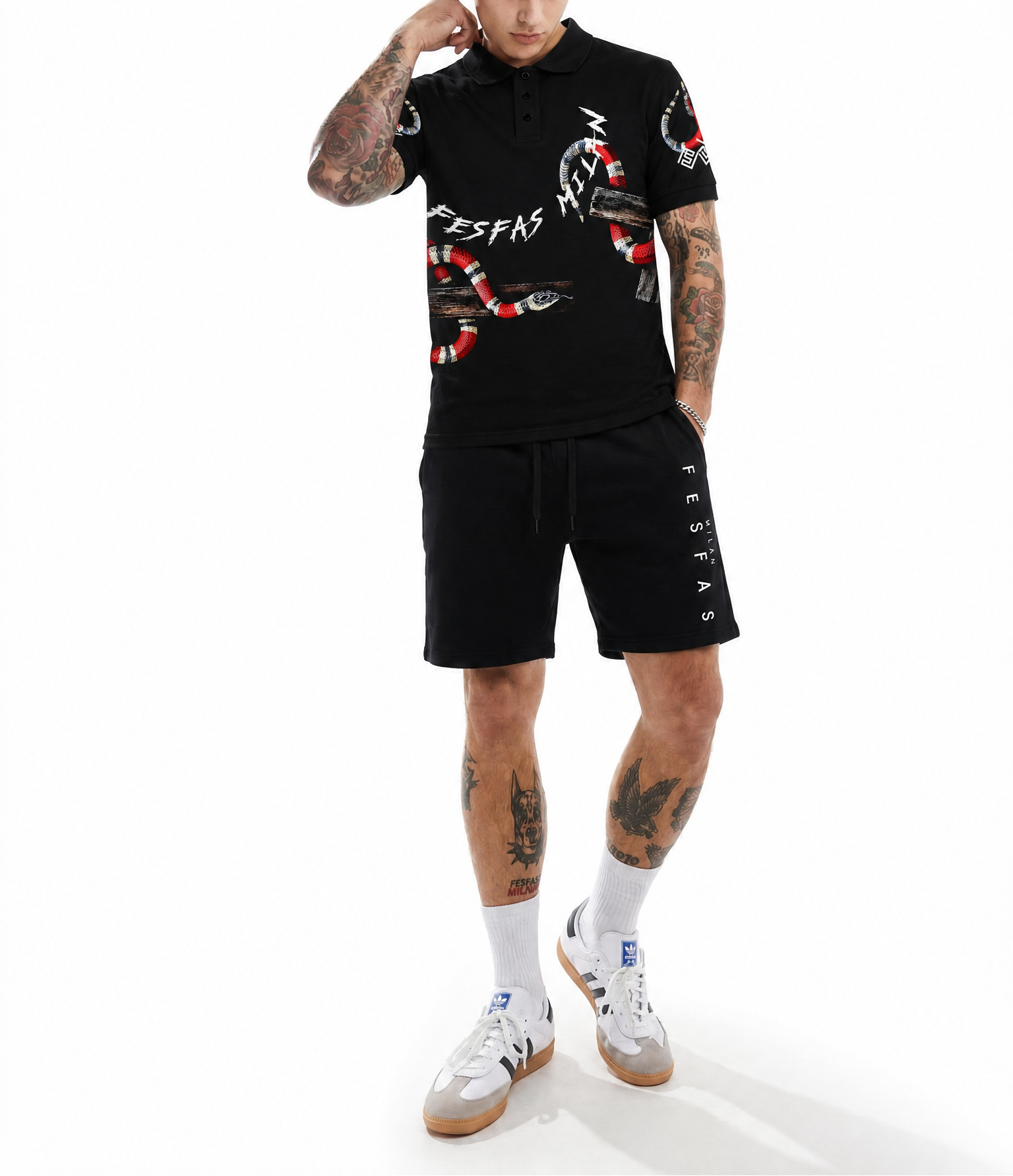 Bộ áo polo và quần short FesFas in hình rắn