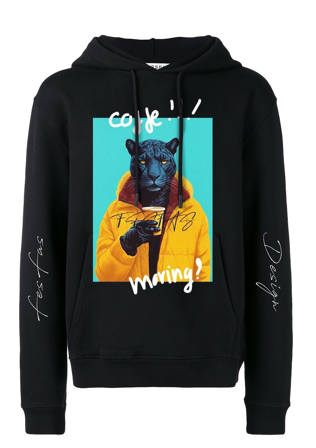 Áo hoodie FesFas in hình báo đen rực lửa