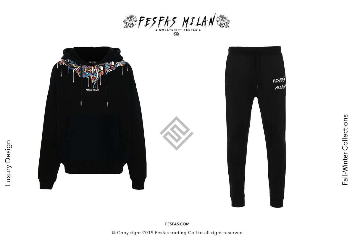 Bộ Đồ Hoodie FesFas Họa Tiết Xoáy Trừu Tượng