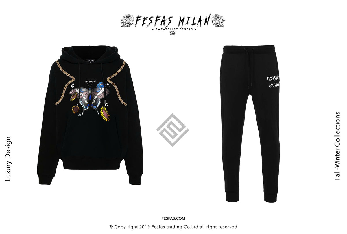 Bộ Đồ Hoodie FesFas Họa Tiết Bướm