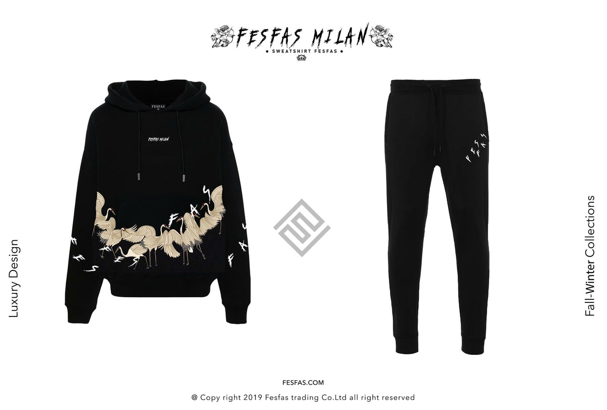 Bộ Đồ Hoodie FesFas Họa Tiết Đàn Hạc