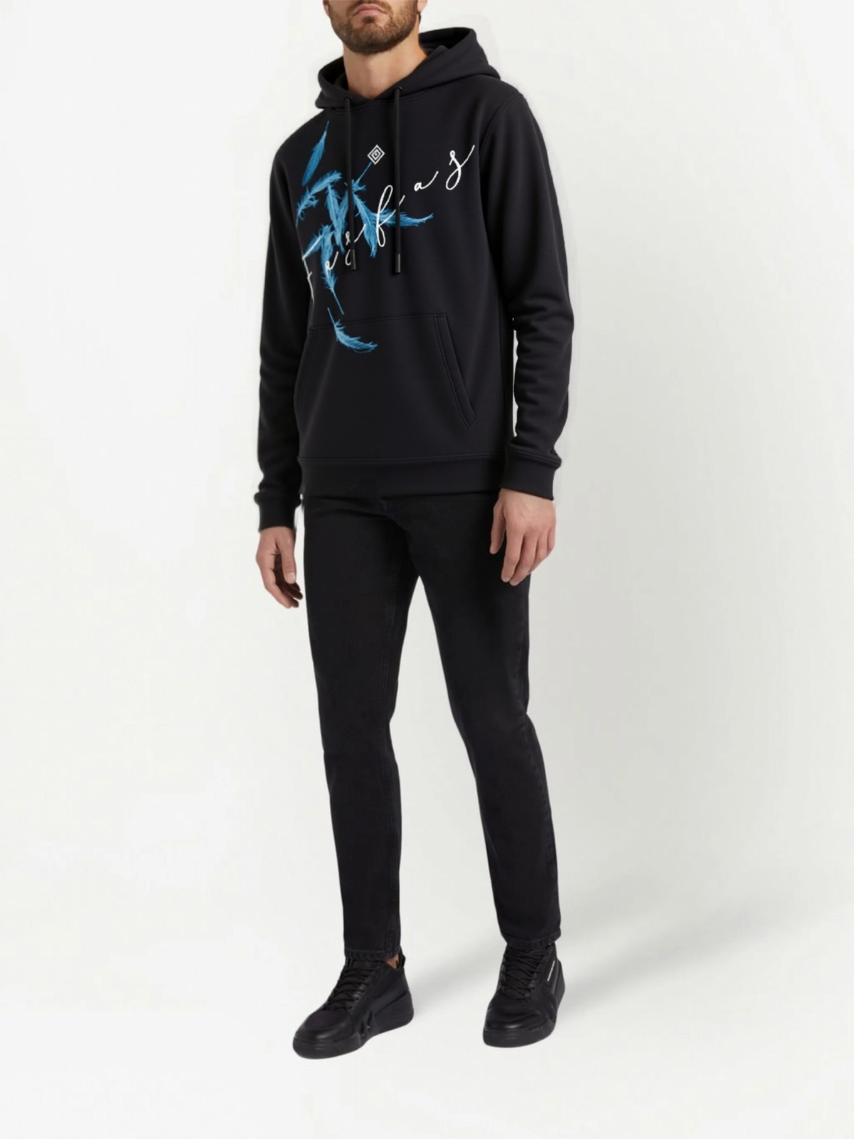 Bộ hoodie FesFas in hình lông vũ