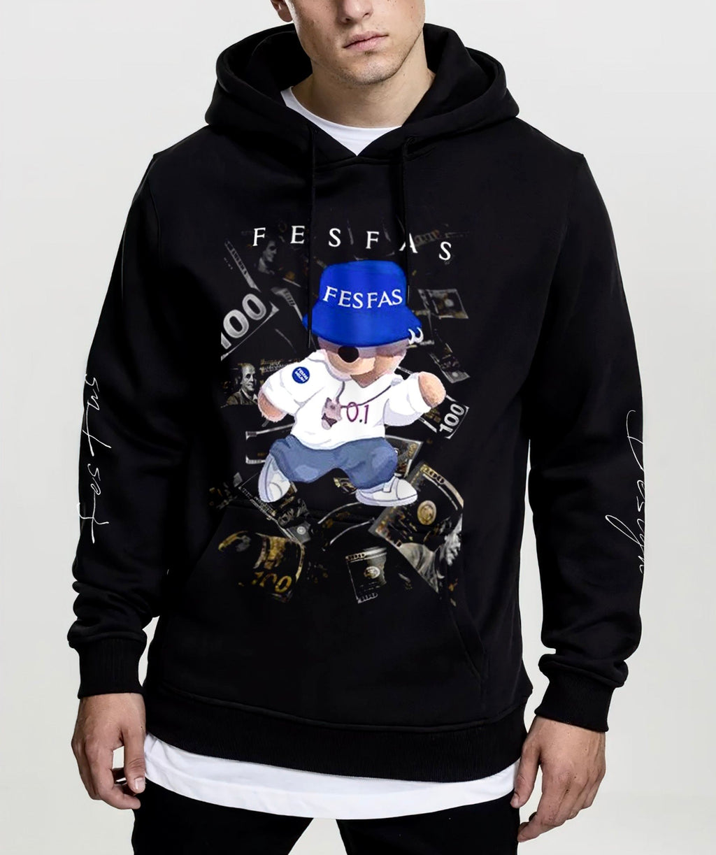 Áo hoodie FesFas in hình gấu hip-hop