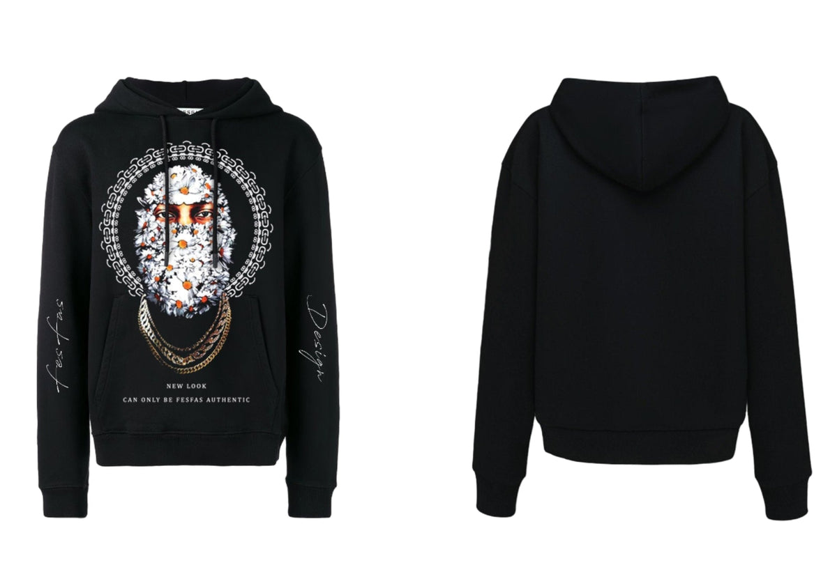 Áo hoodie FesFas in hình cúc trắng