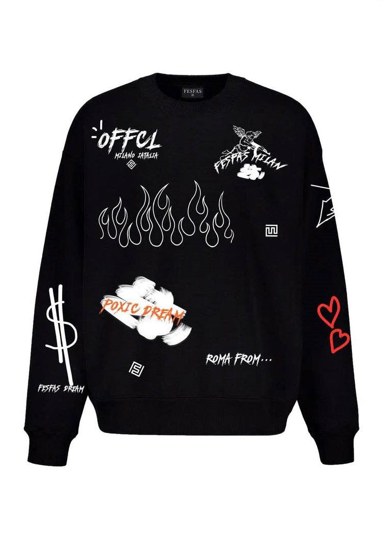 FesFas graphic-print Sweatshirt | Black | Men