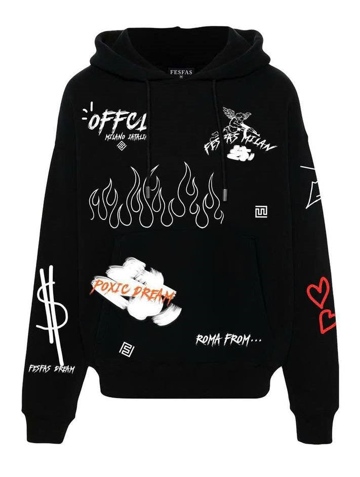 FesFas graphic-print Hoodie | Black | Men
