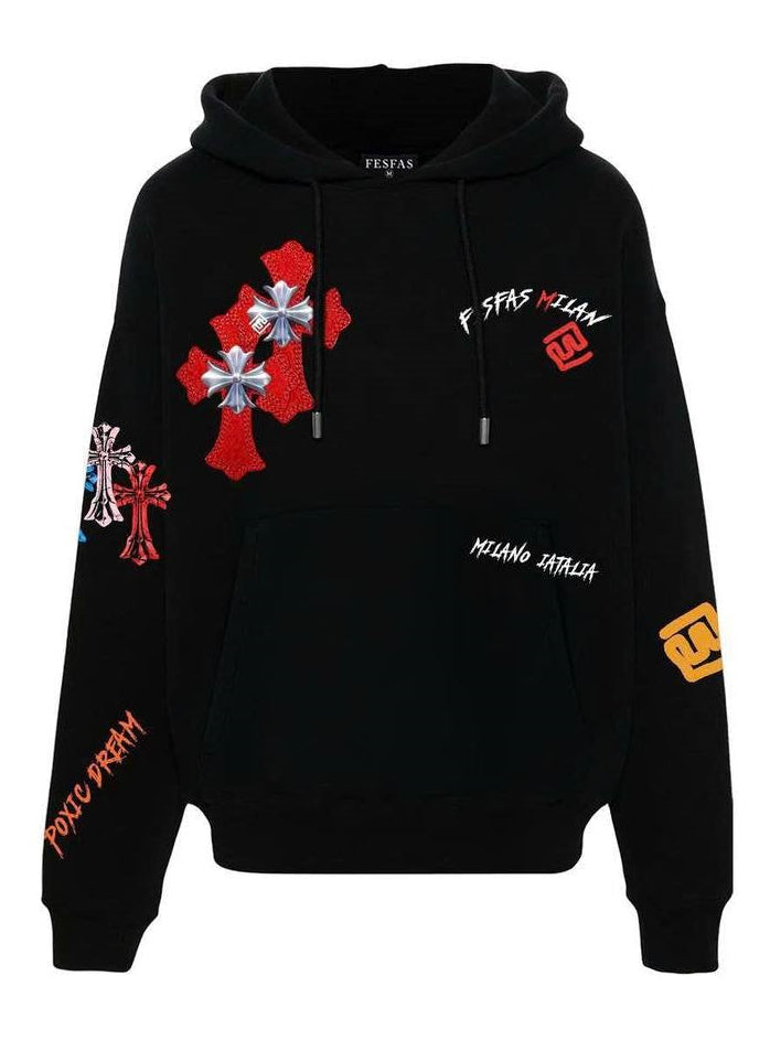 FesFas graphic-print Hoodie | Black | Men