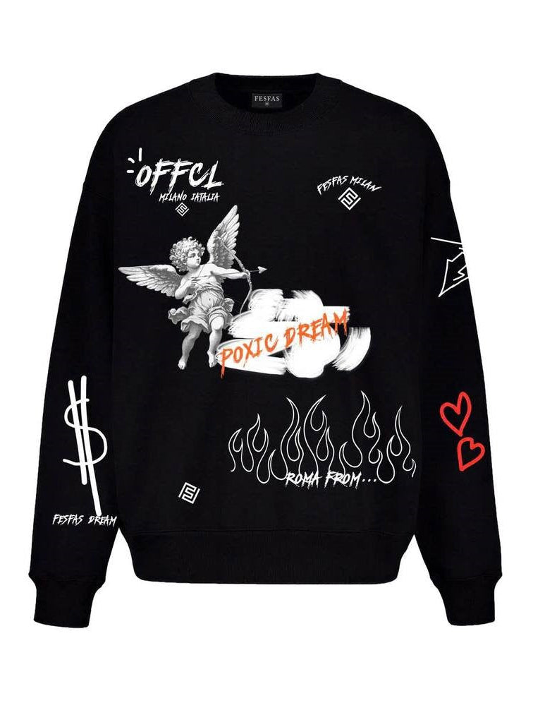FesFas graphic-print Sweatshirt | Black | Men