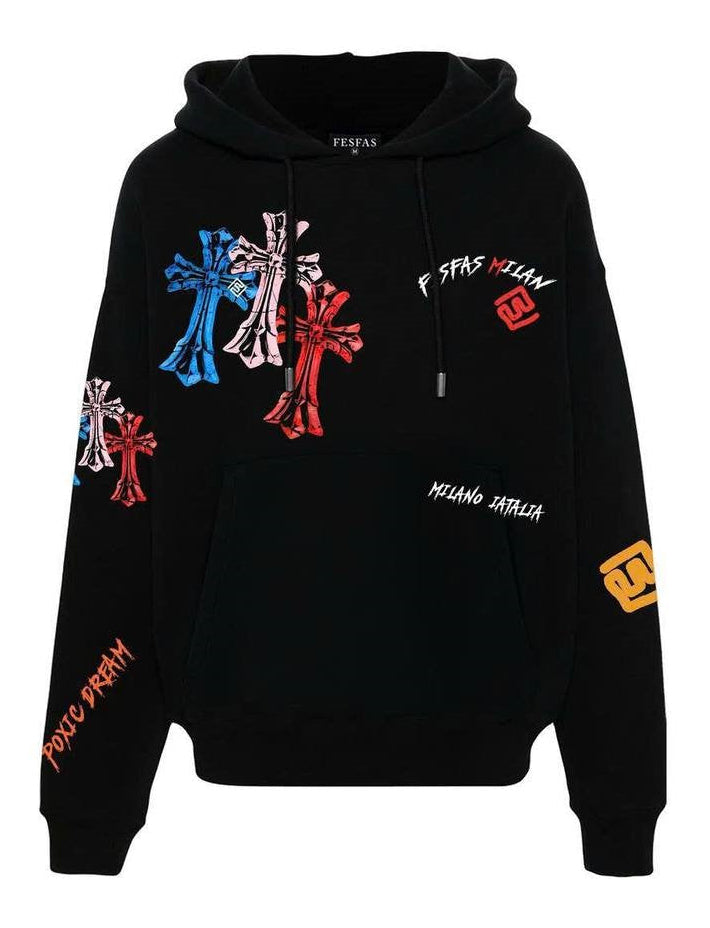 FesFas graphic-print Hoodie | Black | Men