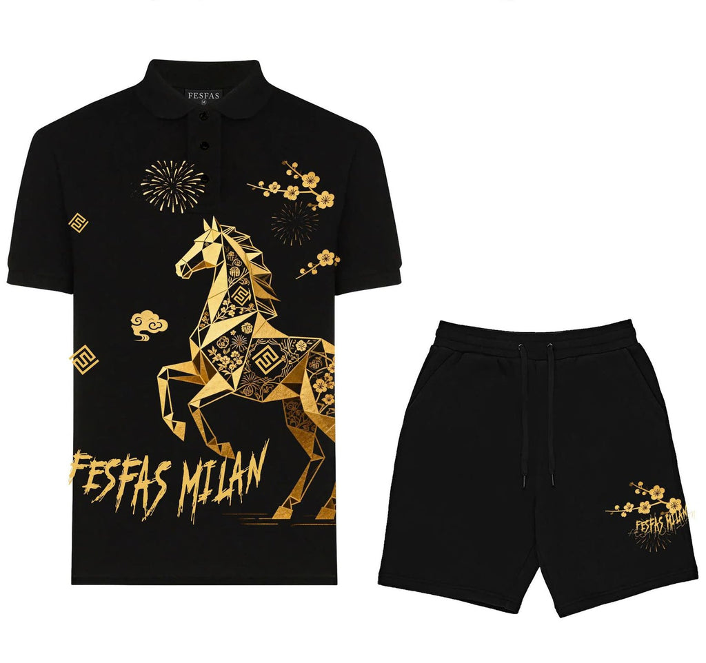 Bộ áo polo và quần short FesFas in hình ngựa
