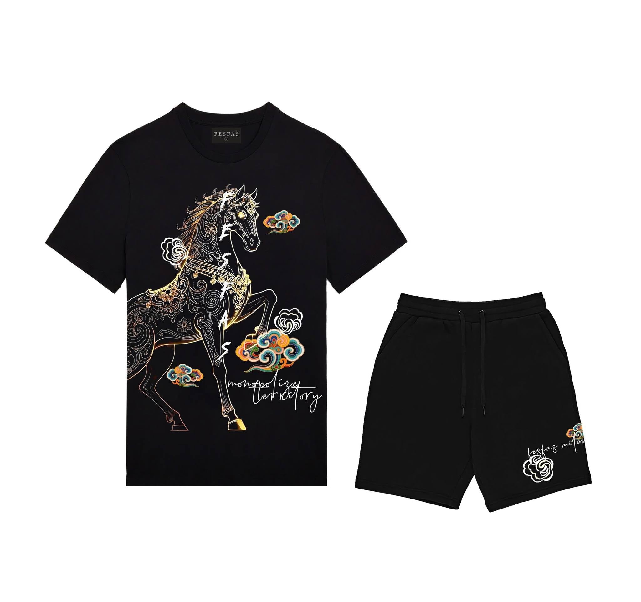 FesFas horse-print | Bộ T-Shirt | Nam | Màu Đen