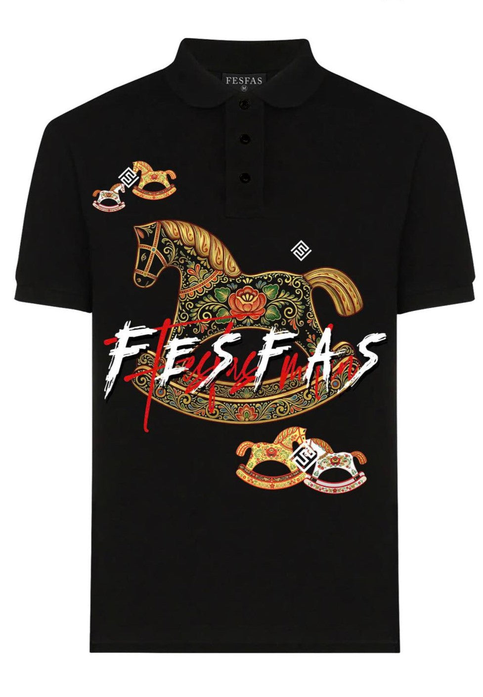 FesFas horse-print | Áo Polo | Nam | Màu Đen
