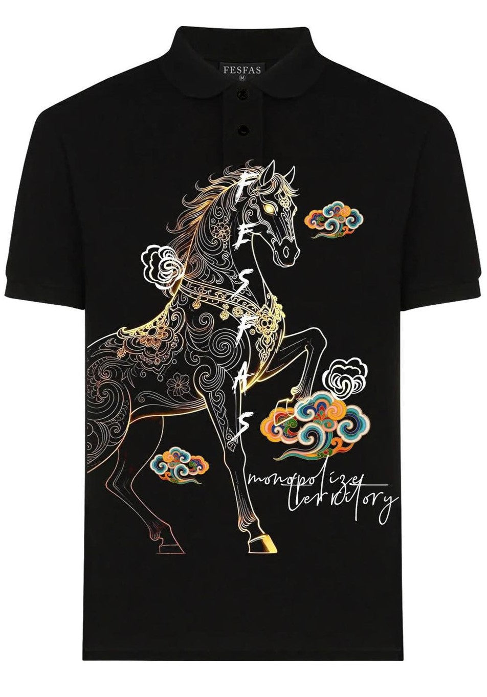 FesFas horse-print | Áo Polo | Nam | Màu Đen