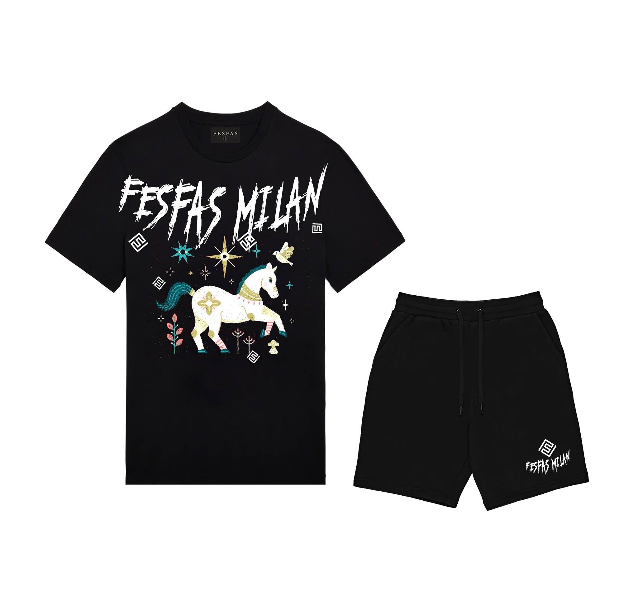 FesFas horse-print | Bộ T-Shirt | Nam | Màu Đen