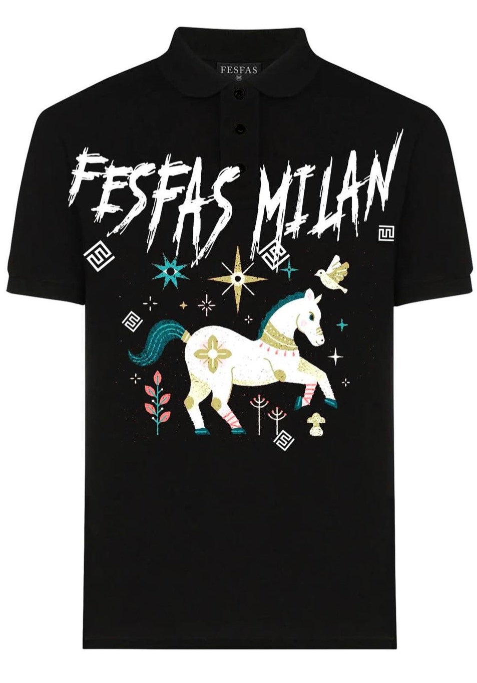 FesFas horse-print | Áo Polo | Nam | Màu Đen
