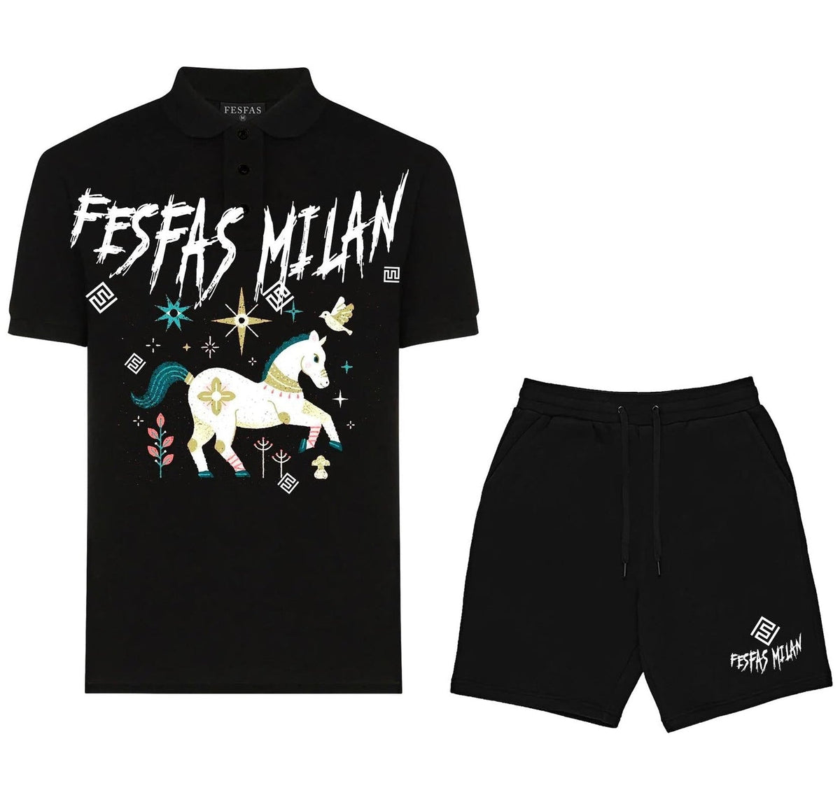 FesFas horse-print | Bộ Polo | Nam | Màu Đen