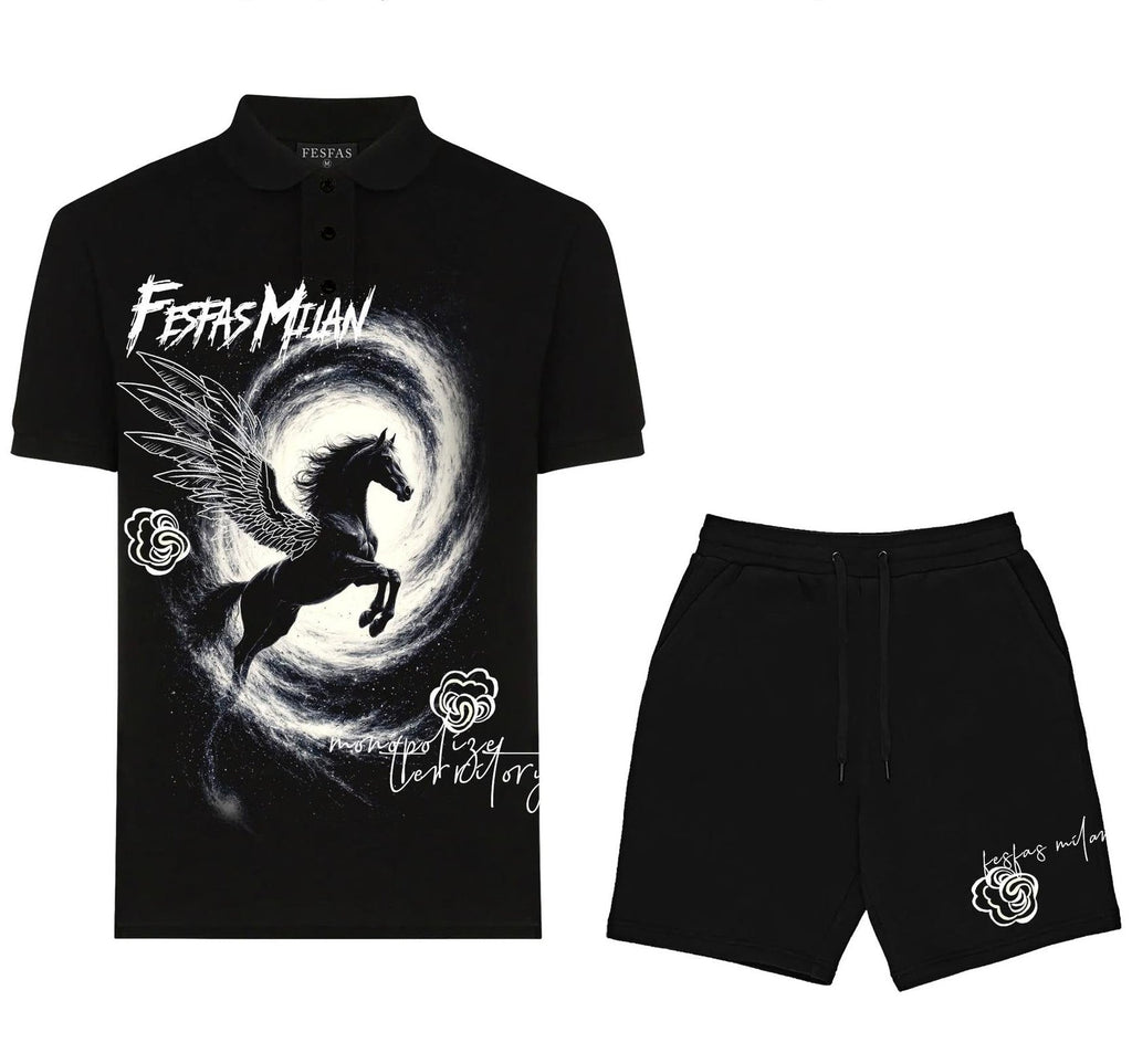 FesFas horse-print | Bộ Polo | Nam | Màu Đen