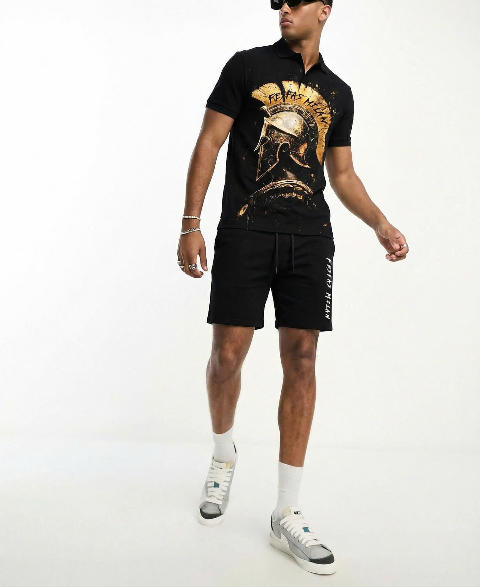 Bộ áo polo và quần short FesFas in hình sparta