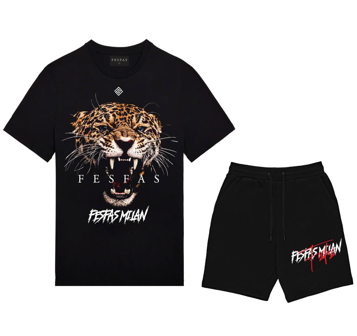 Bộ áo thun và quần short FesFas in hình báo đốm