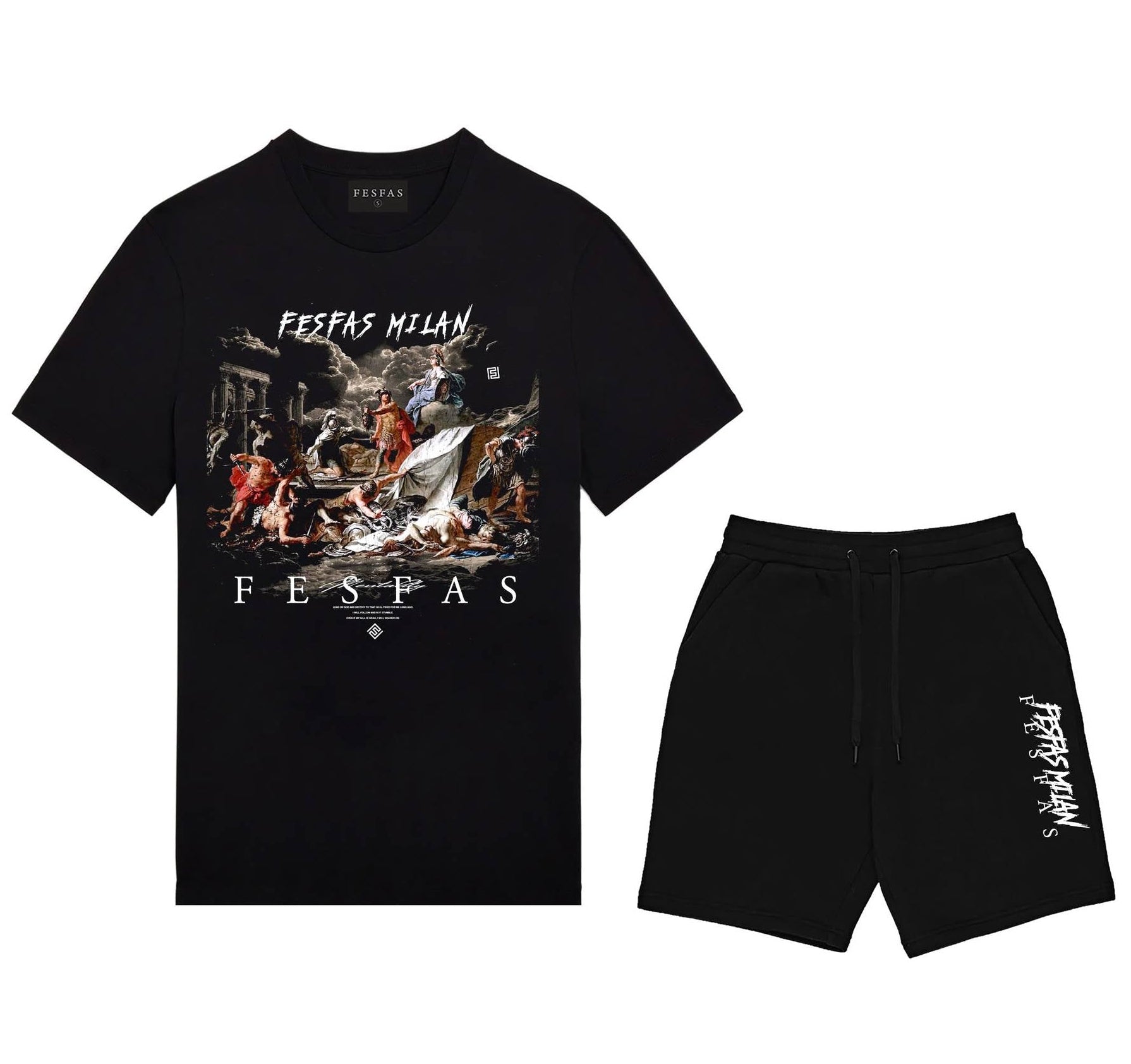 Bộ áo thun và quần short FesFas in hình họa tiết