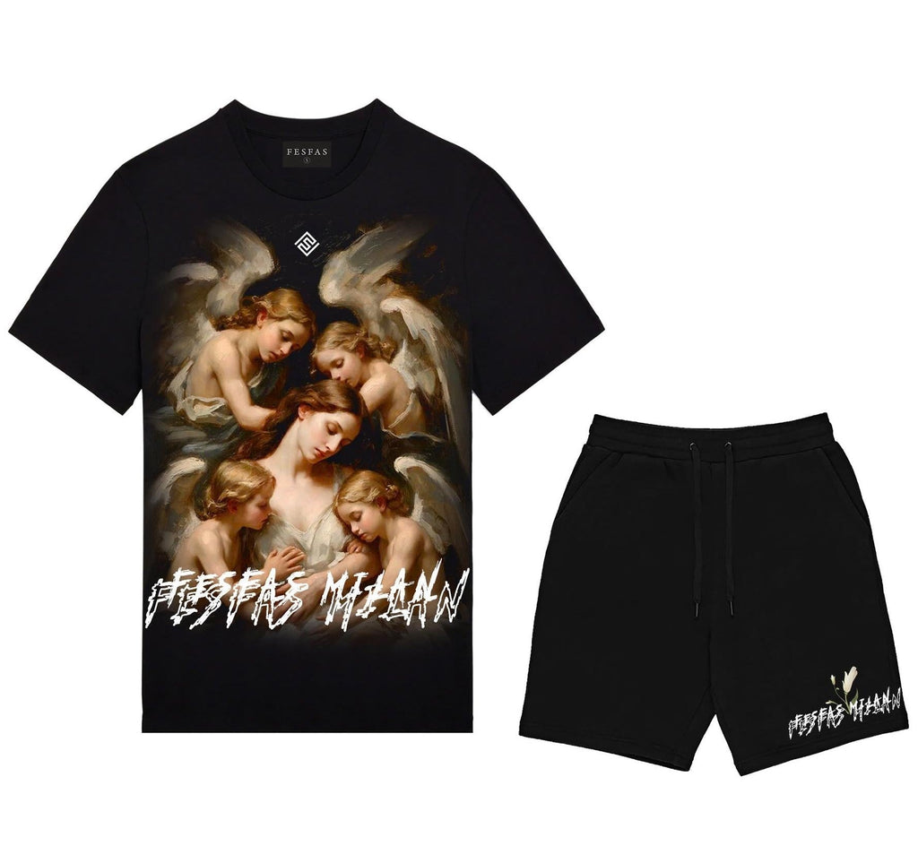 FesFas angels-print | Bộ T-Shirt | Nam | Màu Đen