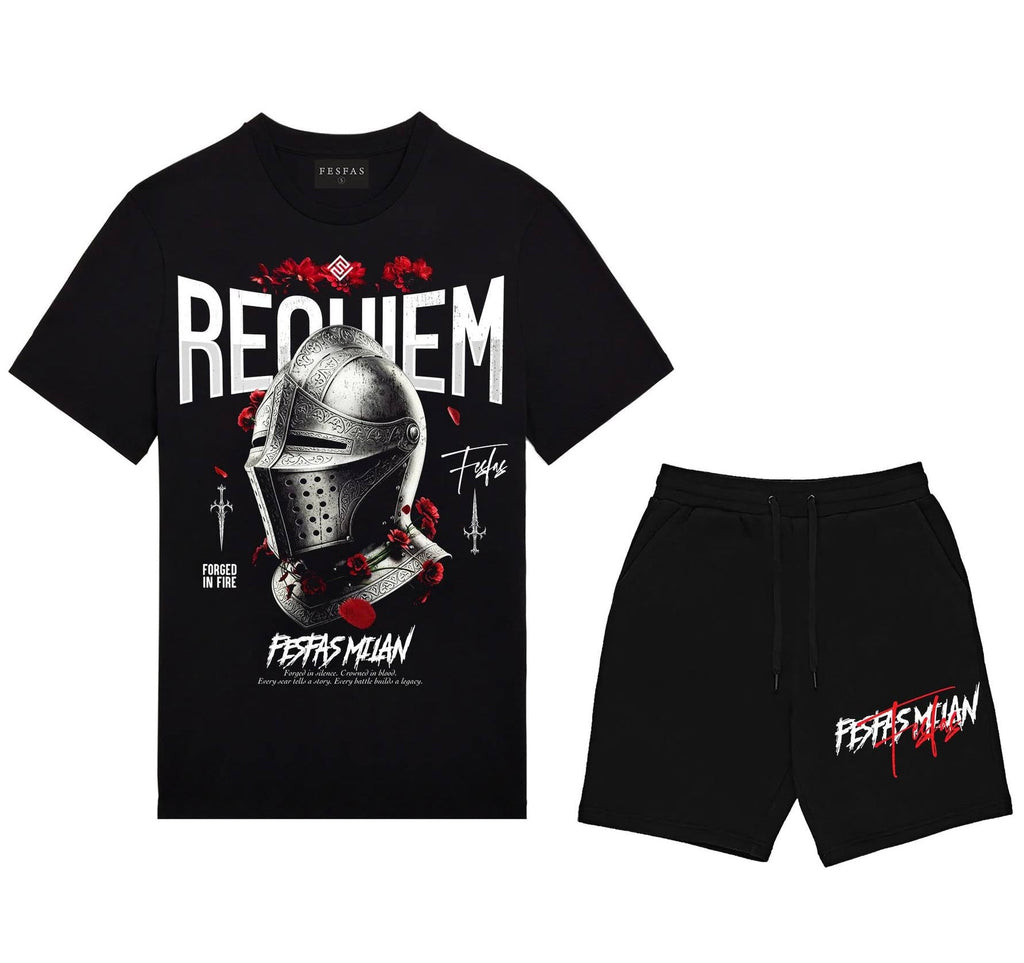 Bộ áo thun và quần short FesFas in hình mũ hiệp sĩ
