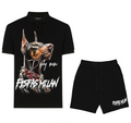 Bộ áo polo và quần short FesFas in hình chó Doberman