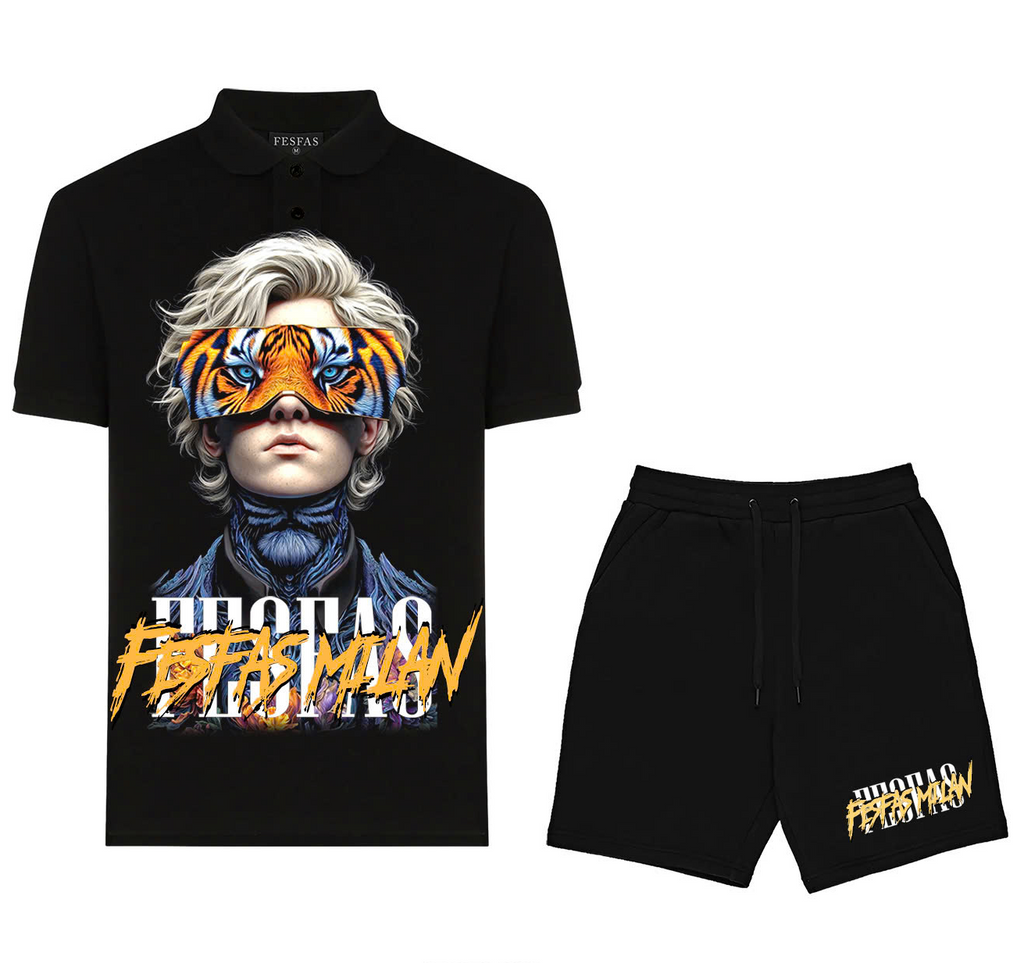 FesFas tiger eyes-print | Bộ Polo | Nam | Màu Đen