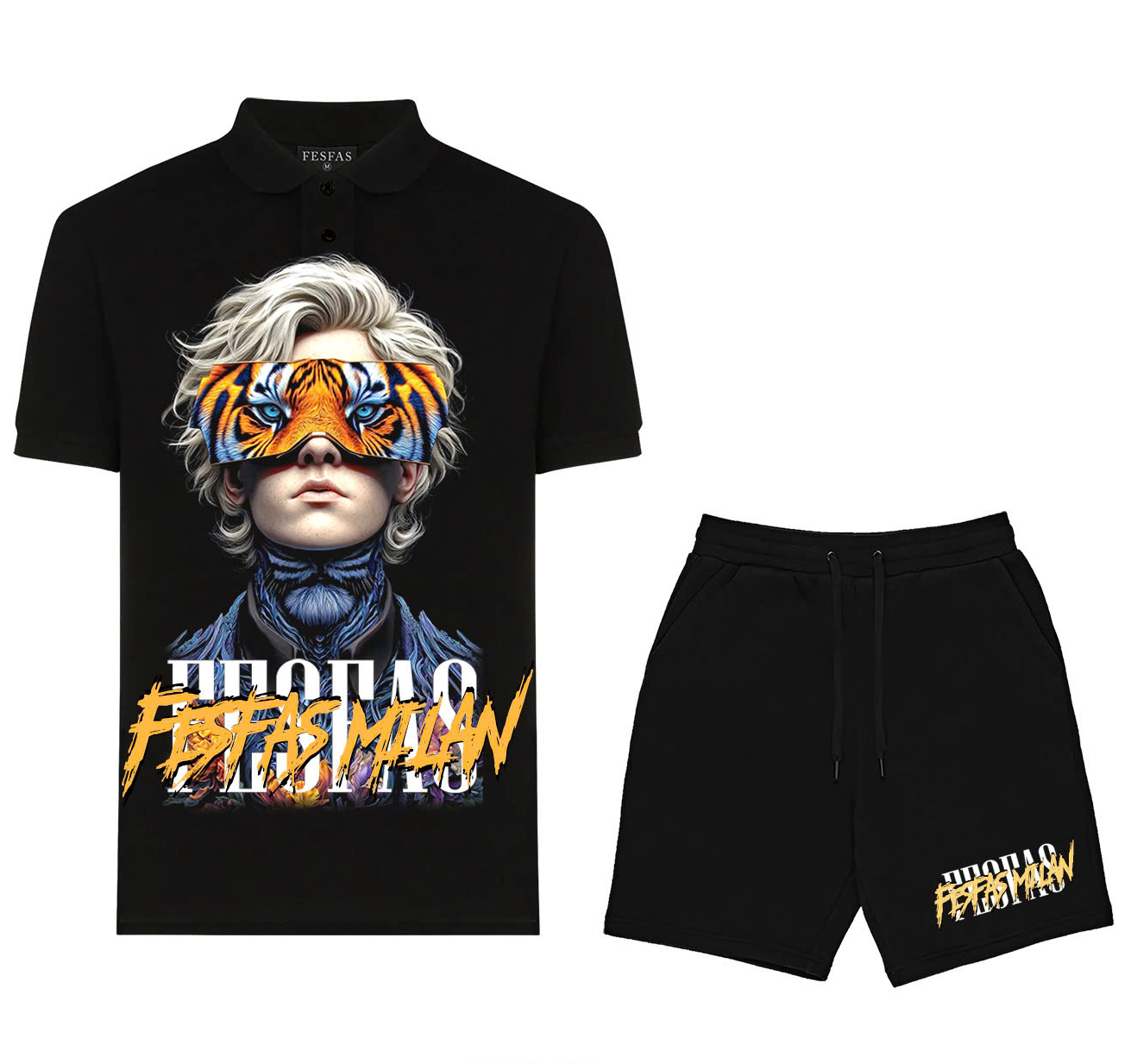 FesFas tiger eyes-print | Bộ Polo | Nam | Màu Đen