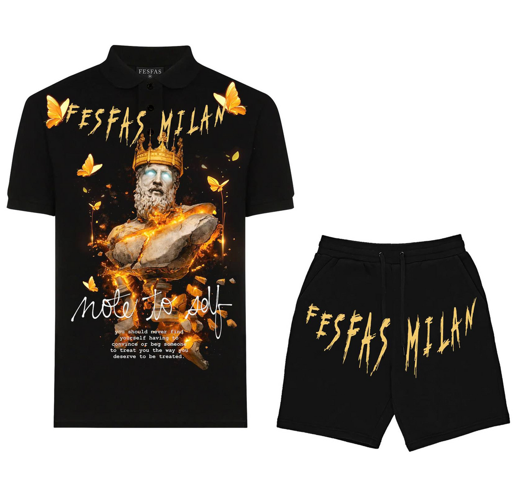 Bộ áo polo và quần short FesFas in hình poseidon