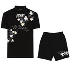 FesFas flowers-print | Bộ Polo | Nam | Màu Đen