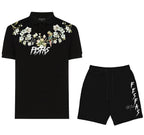 Bộ áo polo và quần short FesFas in hình hoa