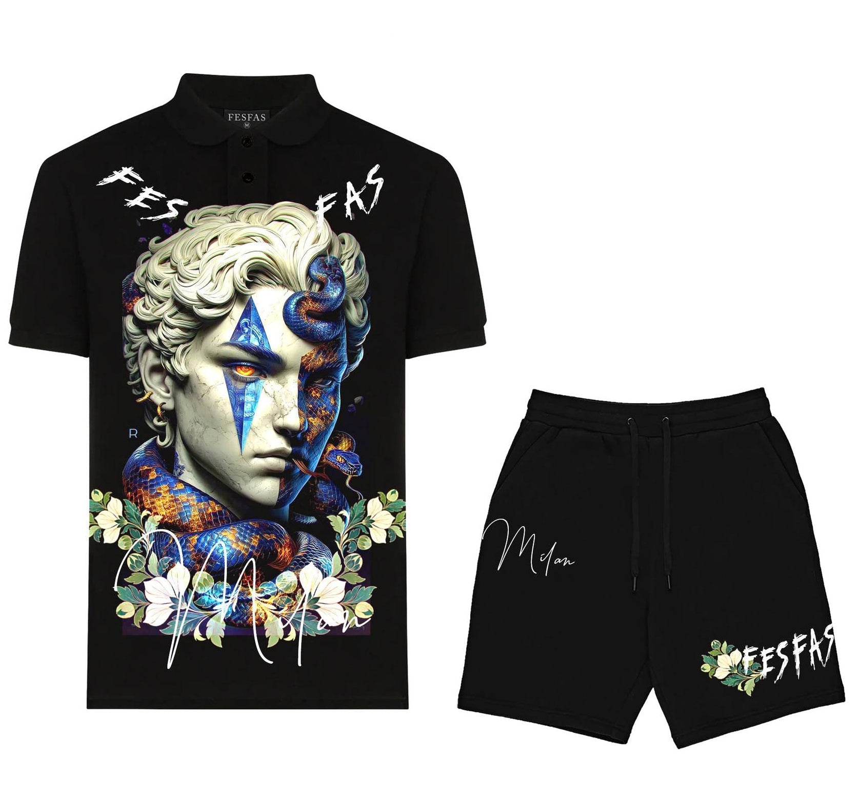 FesFas medusa-print | Bộ Polo | Nam | Màu Đen