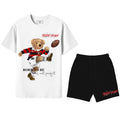 Bộ áo thun và quần short FesFas in hình gấu bóng bầu dục | Đen & Trắng