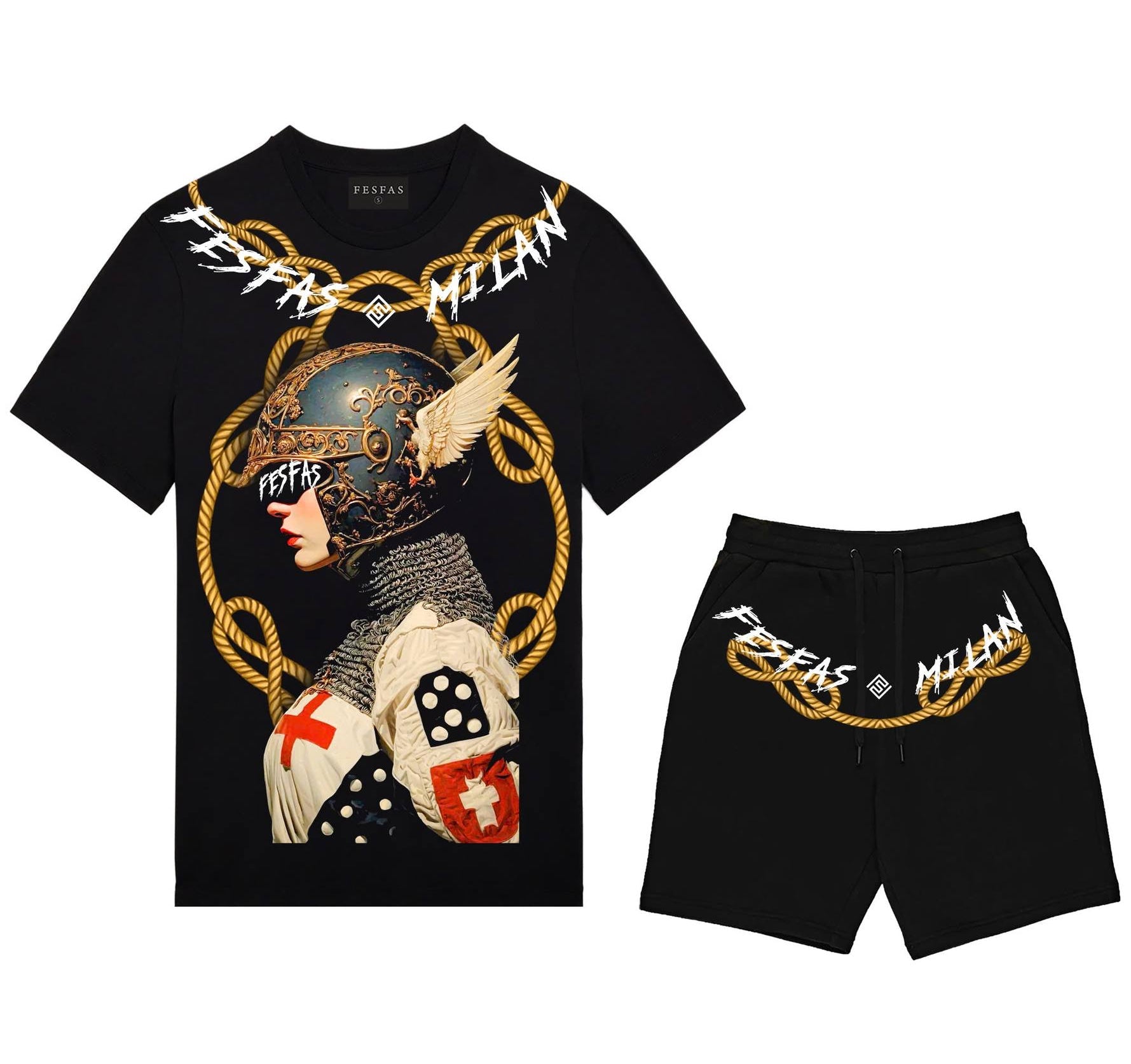 FesFas graphic-print | Bộ T-Shirt | Nam | Màu Đen