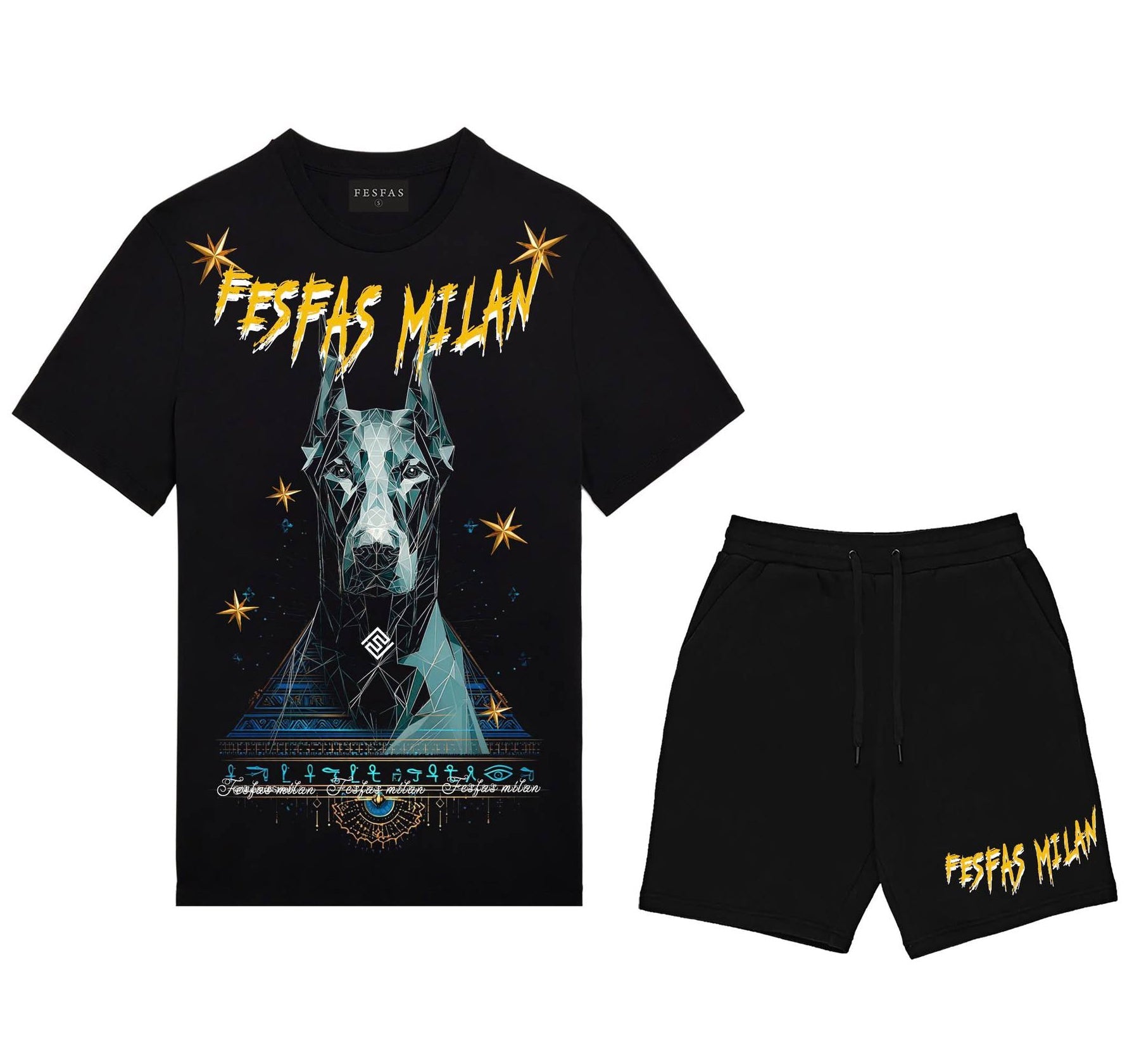 Bộ áo thun và quần short FesFas in hình họa tiết