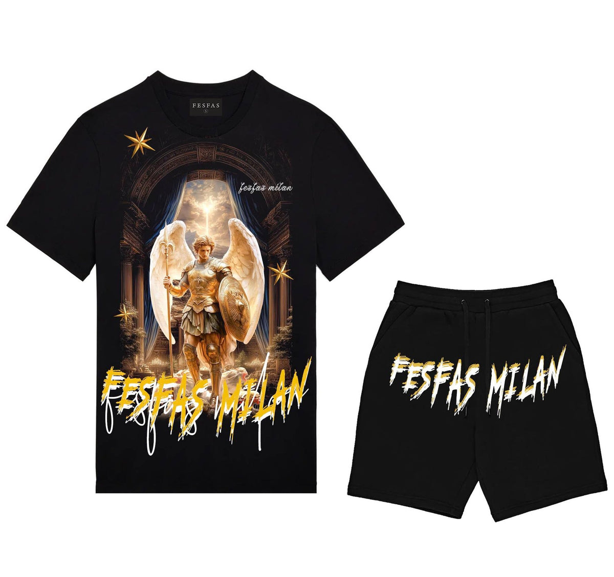 FesFas heaven guardian-print | Bộ T-Shirt | Nam | Màu Đen