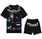 Bộ áo thun và quần short FesFas in hình chàng trai đua xe